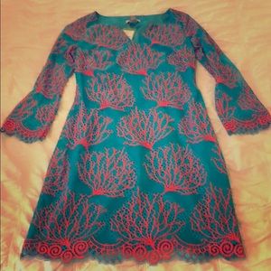 Lilly Pulitzer Blue Coral Mesh Lace Dress - size 2